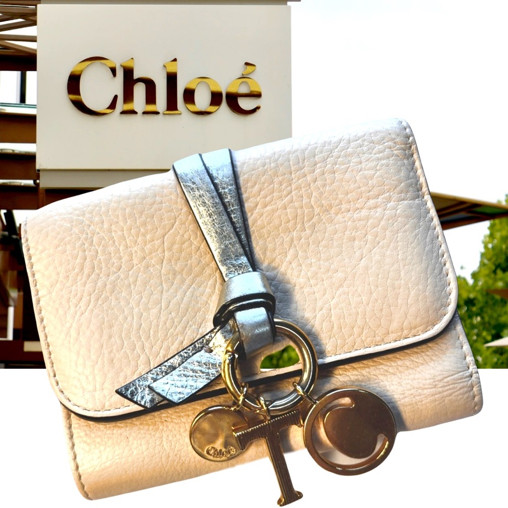 Chloe Authentic Alphabet Calfskin Grained Leather Trifold Wallet